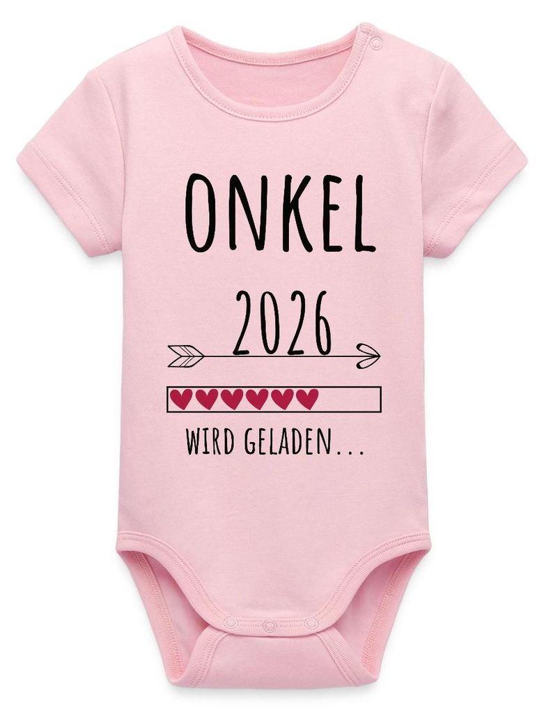 Spreadshirt Onkel 2026 | Werdender Onkel Kurzarm Baby Body, 12-18 Months, Hellrosa