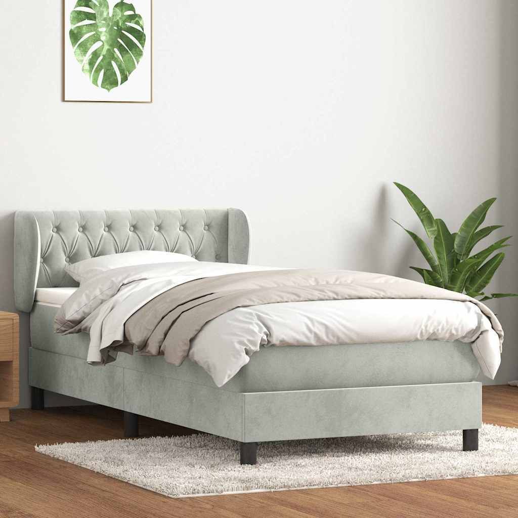 Maison Exclusive - Boxspringbett mit Matratze Hellgrau 80x210 cm Samt