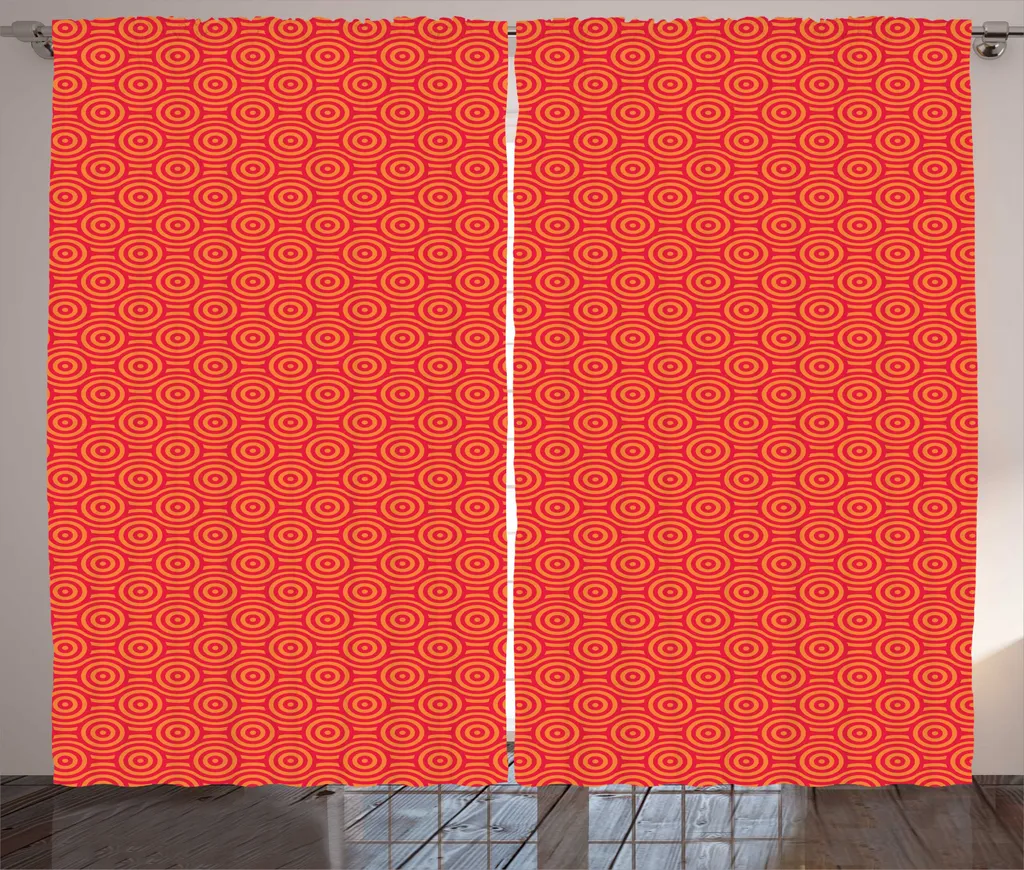 ABAKUHAUS Rideau Rustique Asiatique Orange Foncé et Rouge 280 x 225 cm