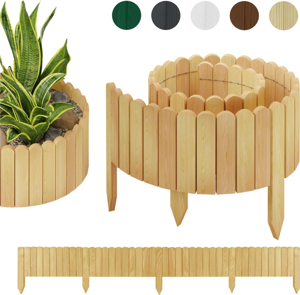 be4nature Flexible Rollborder aus Holz 200 x 20 cm Hellbraun Imprägnierte Beeteinfassung aus Kiefernholz Beetumrandung Gartenzaun Palisade Rollzaun