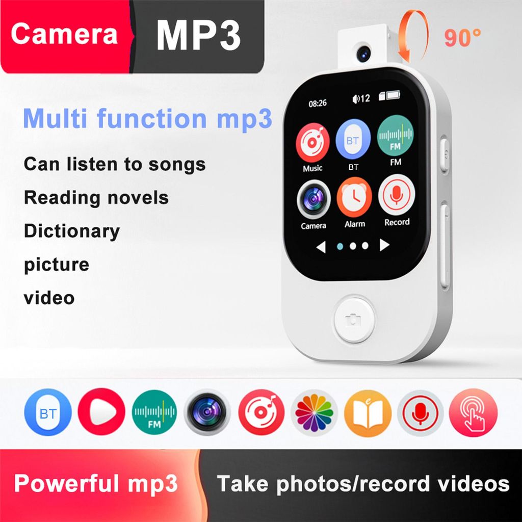 MP3-Musikspieler mit Kamera 2,01-Zoll-Touchscreen Metallrahmen Tragbare Multifunktion