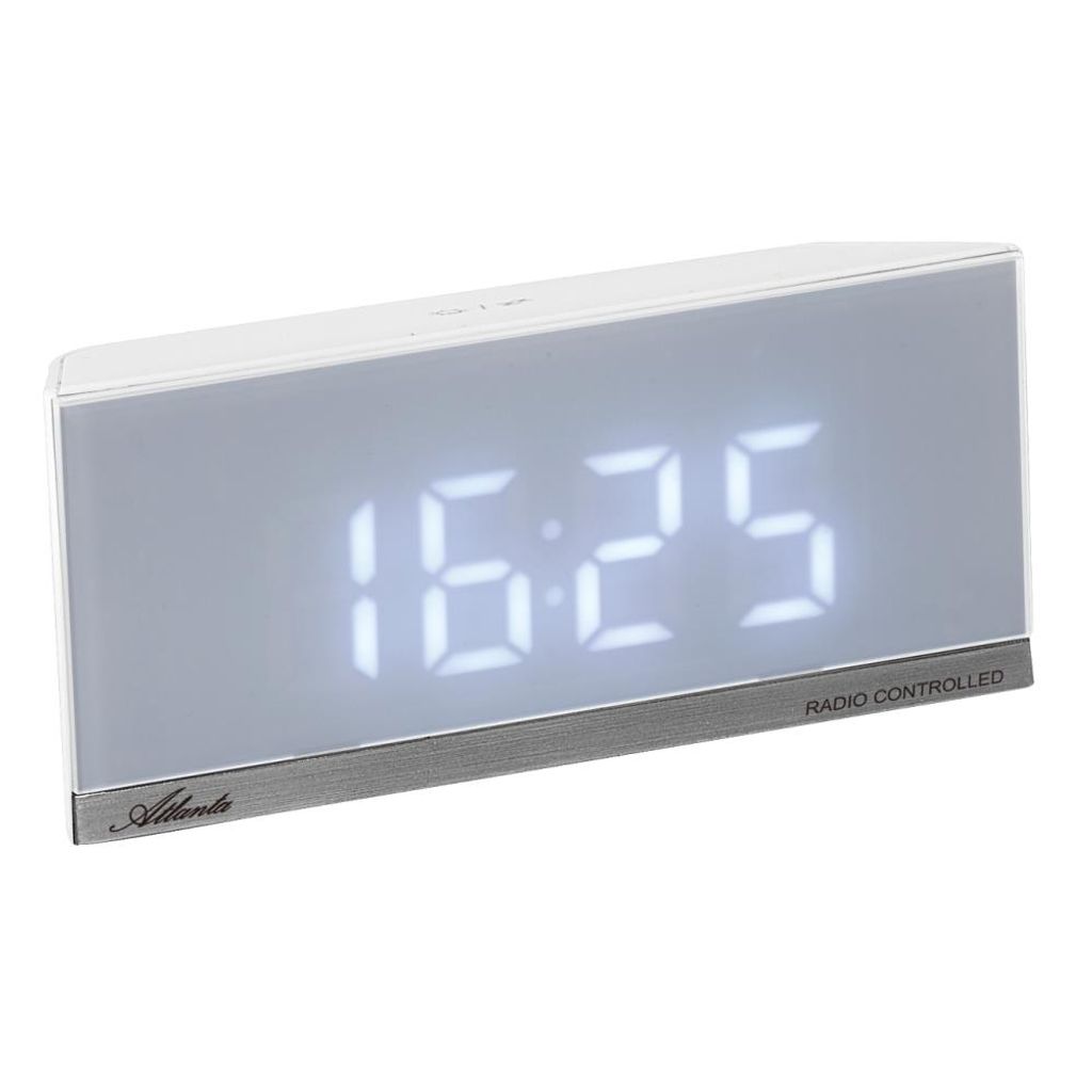 Atlanta 1883/0 Wecker Funk Funkwecker Netzwecker digital weiß mit Temperatur