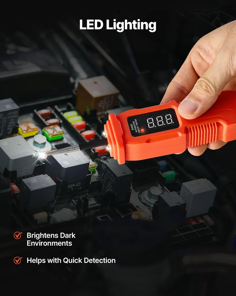 Testeur de tension auto avec écran LED rétroéclairé et boîtier ABS - 6