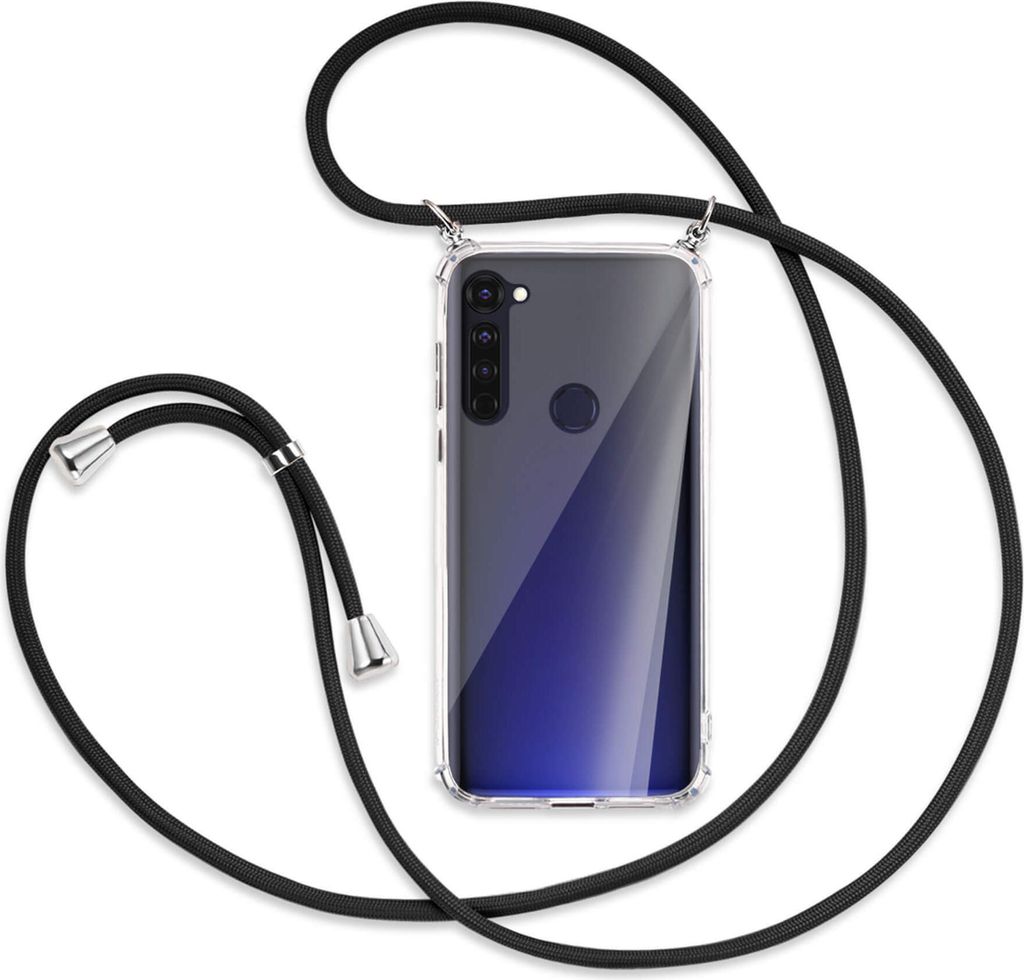 Handykette Backcover-Schutzhülle mit Band (Metall silberfarben) für Motorola Moto G Pro, G Stylus - schwarz