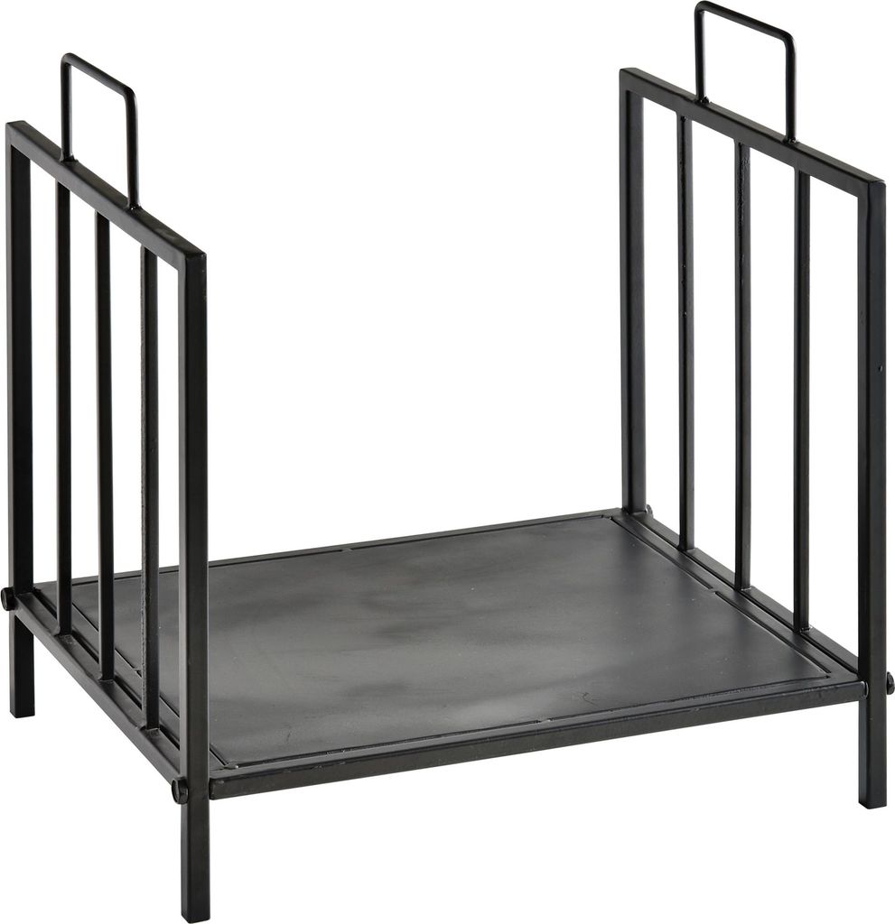 Kaminholzregal für innen 44,5 x 33 x 46,5cm Brennholzregal mit Griffe für Feuerholz, Brennholz Metall Schwarz