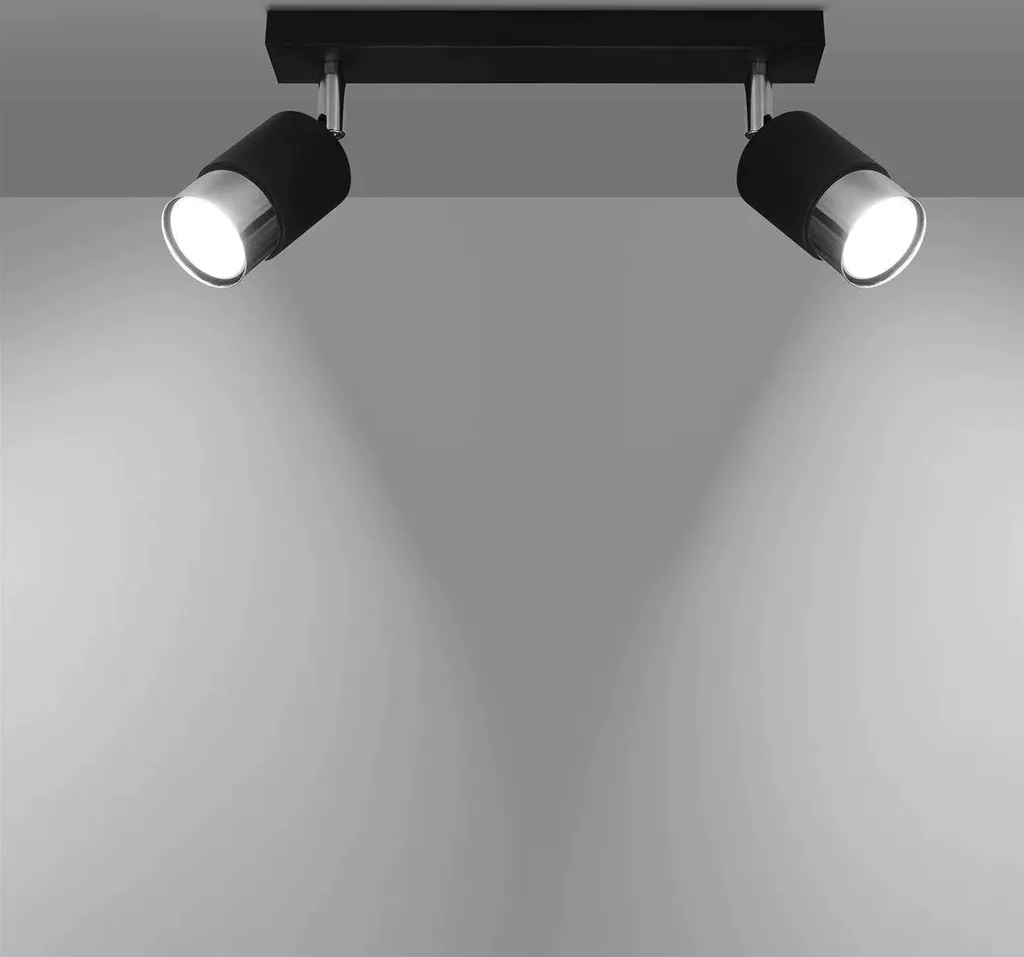 Plafonnier Noir Compact 2 Spots : Solution Éclairage Espaces Faibles - 18