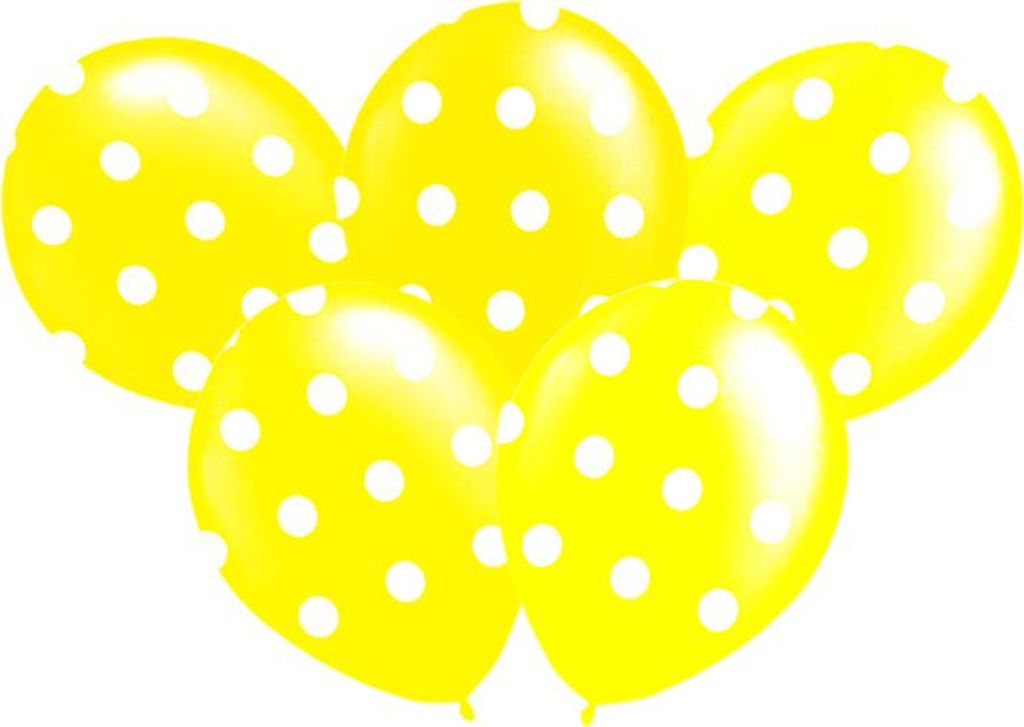 Polka Dot Ballons 14" Gelb, 5 Stk.