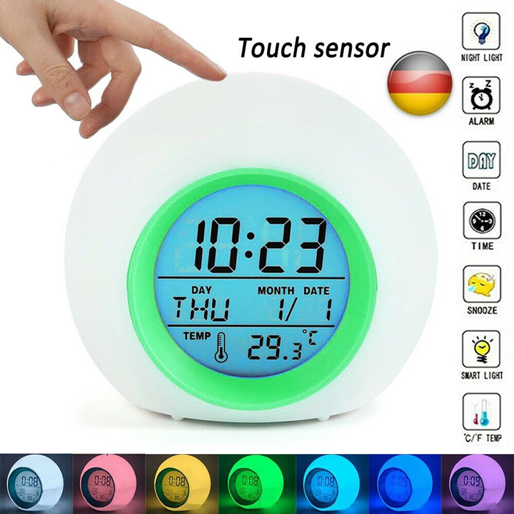Kinder Magischer LED Wecker Alarm Ball mit leuchtender Uhr mit LEDs Farbwechsel 