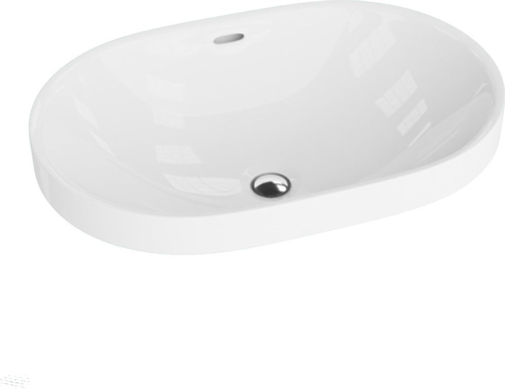 LAVITA Flush-mounted Waschbecken Puebla | Waschtisch Rund | Waschbecken mit †berlauf und ohne Hahnloch | Aus hochwertigem Porzellan | Waschtisch ...