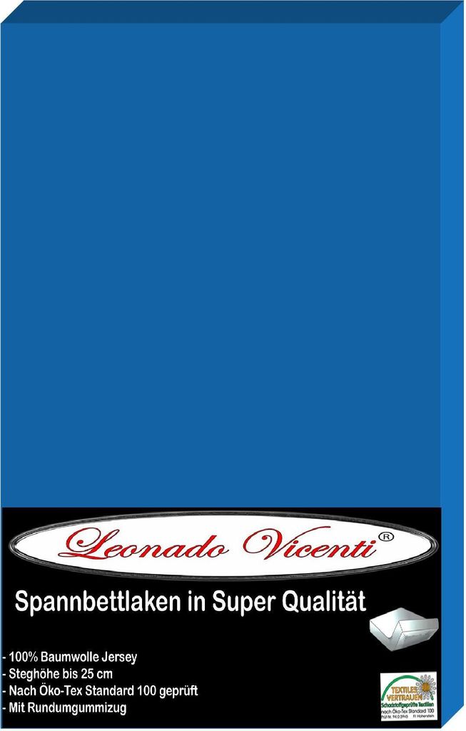 Spannbettlaken Jersey 180-200x200 Blau 100% Baumwolle Produktbild 5