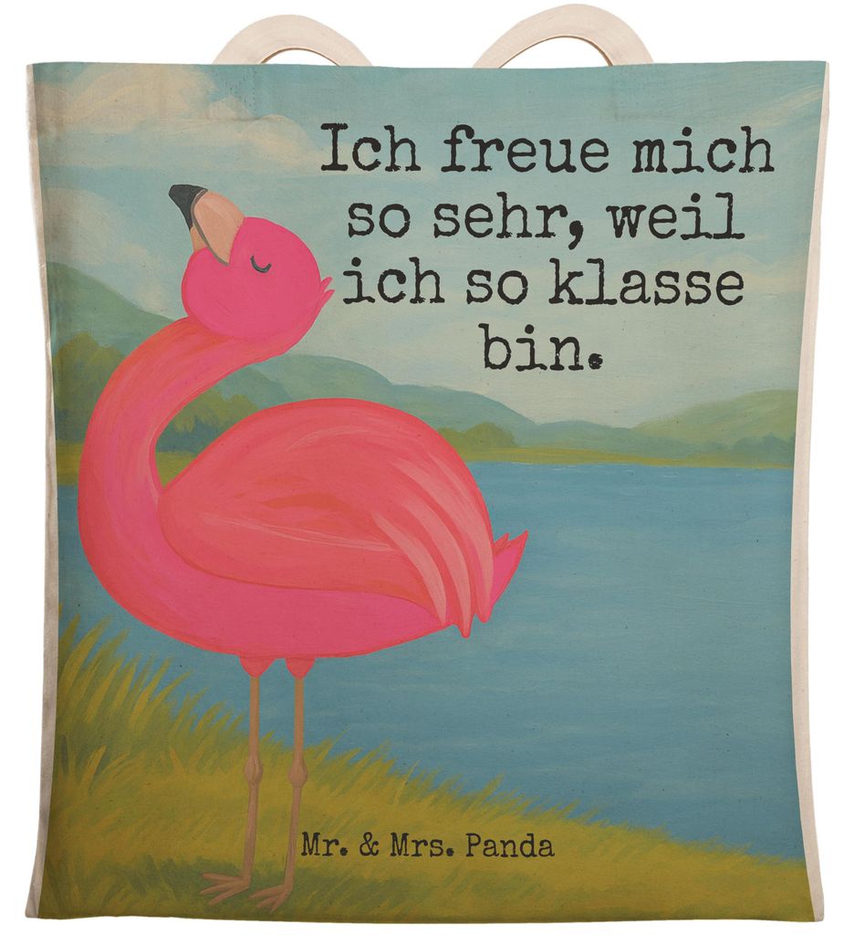 Mr. & Mrs. Panda Tote Bag Flamingo Stolz Design - Weiß - Geschenk, taschen shopper, Rosa, Tragetasche, shopping, Tochter, Selbstliebe, Tasche, gro...
