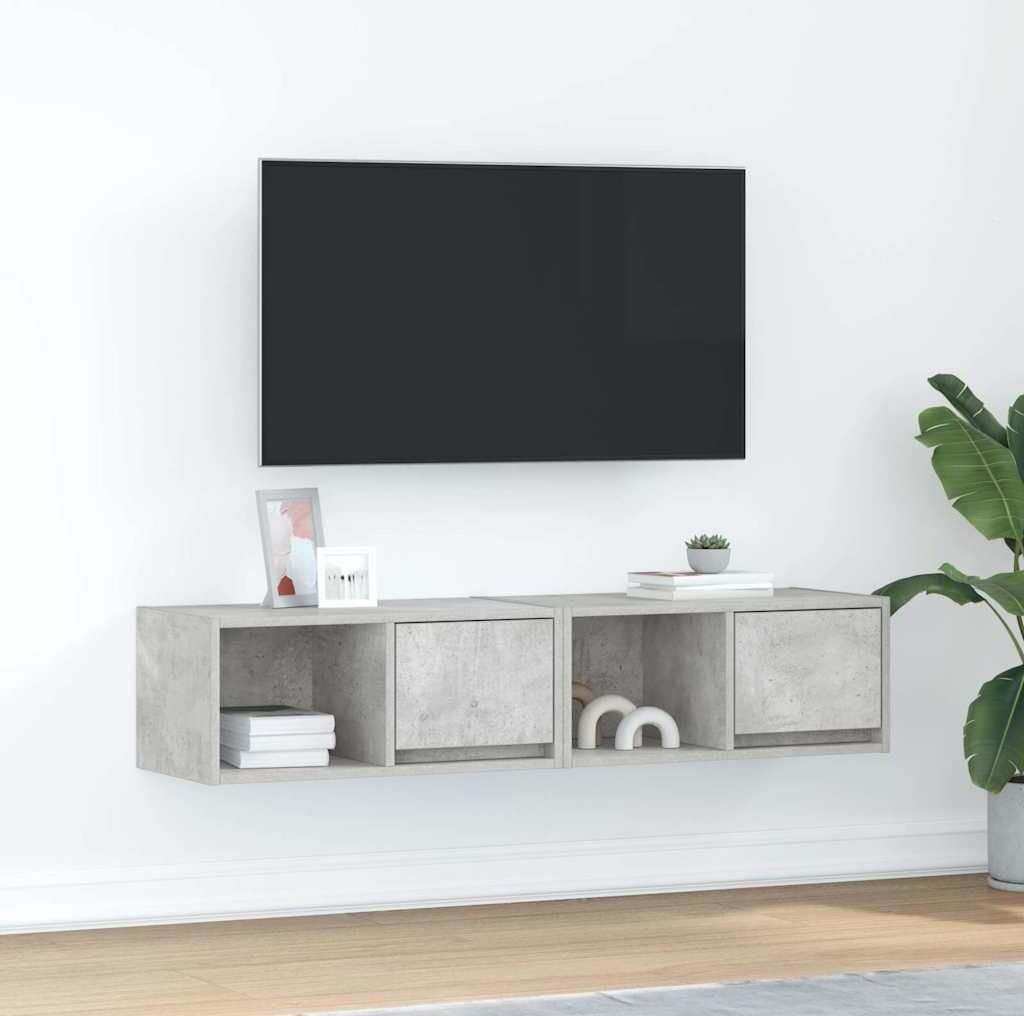"2026 MODERNE" TV-Schränke 2er-set für Wohnzimmer - elegantes Design - TV-Lowboard -Betongrau 60x31x25,5cm Holzwerkstoff - TV-Schränke NeuMöbel...