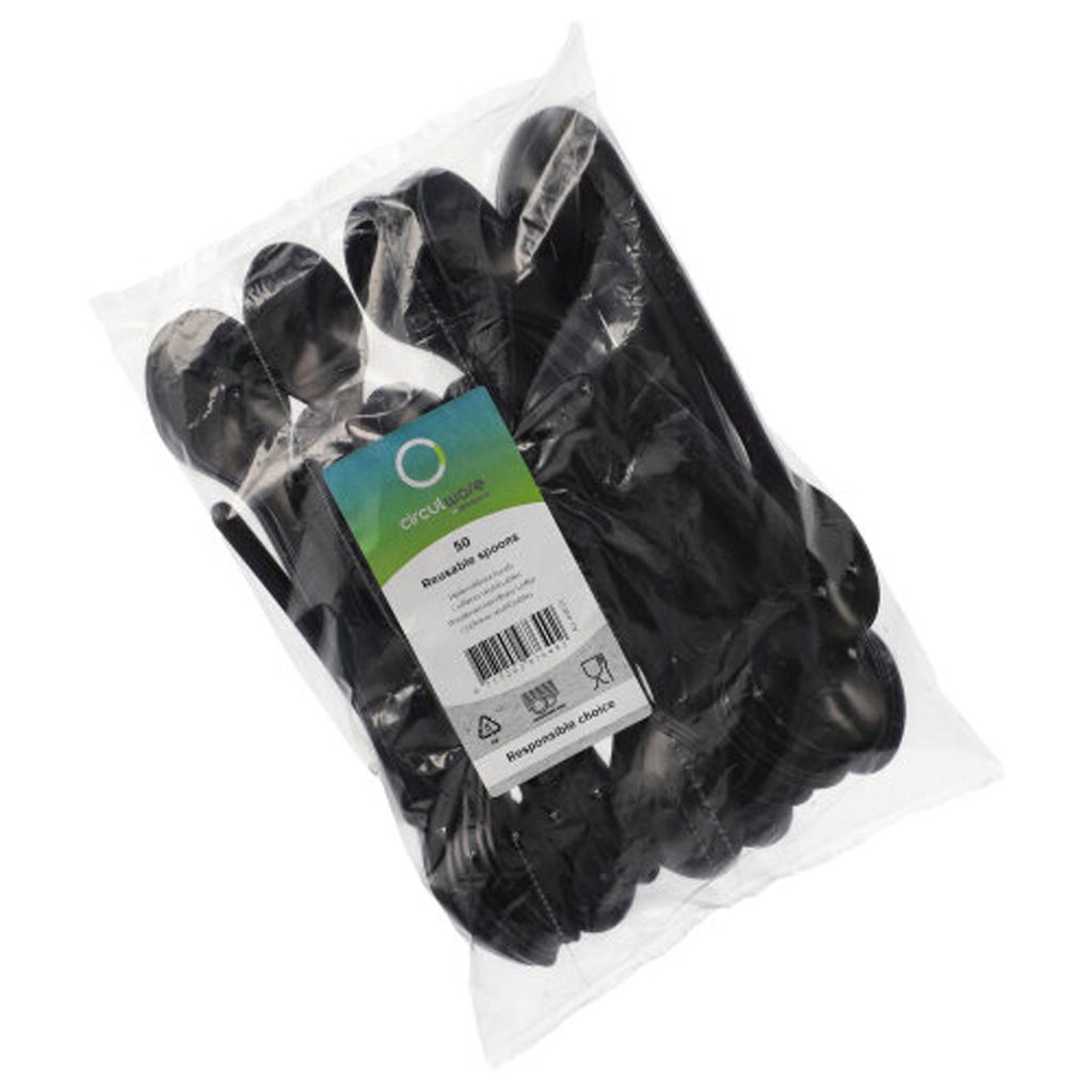 PAPSTAR 96437 PAPSTAR Mehrweg-Löffel, Kunststoff schwarz, Immagine del prodotto 