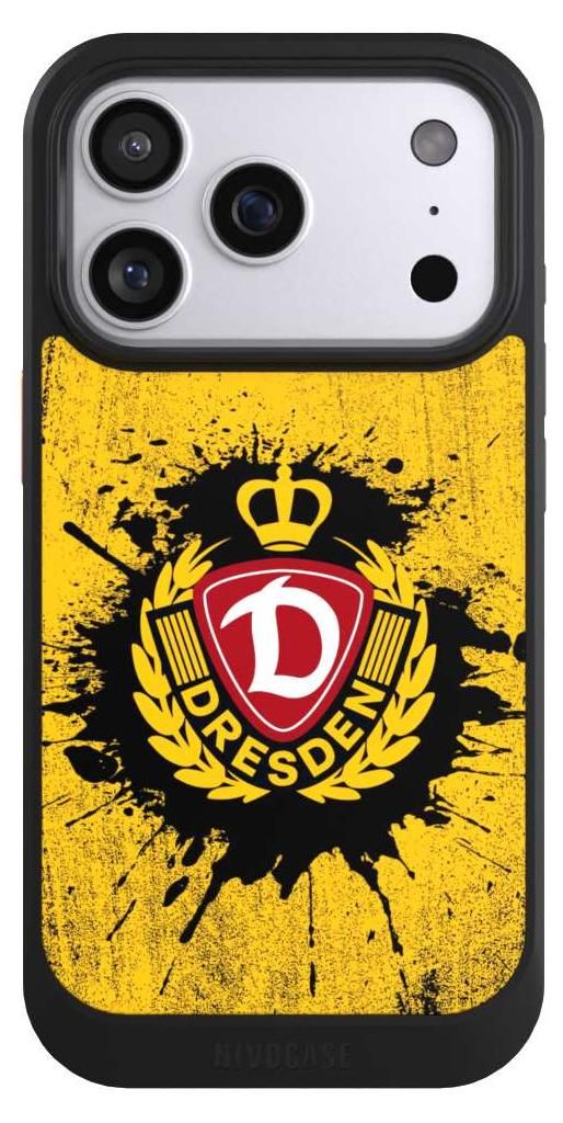 NIVOCASE Hülle für Apple iPhone 17 Pro Handyhülle NIVOcore Case Schwarz Fußball Offizielles Lizenzprodukt SG Dynamo Dresden