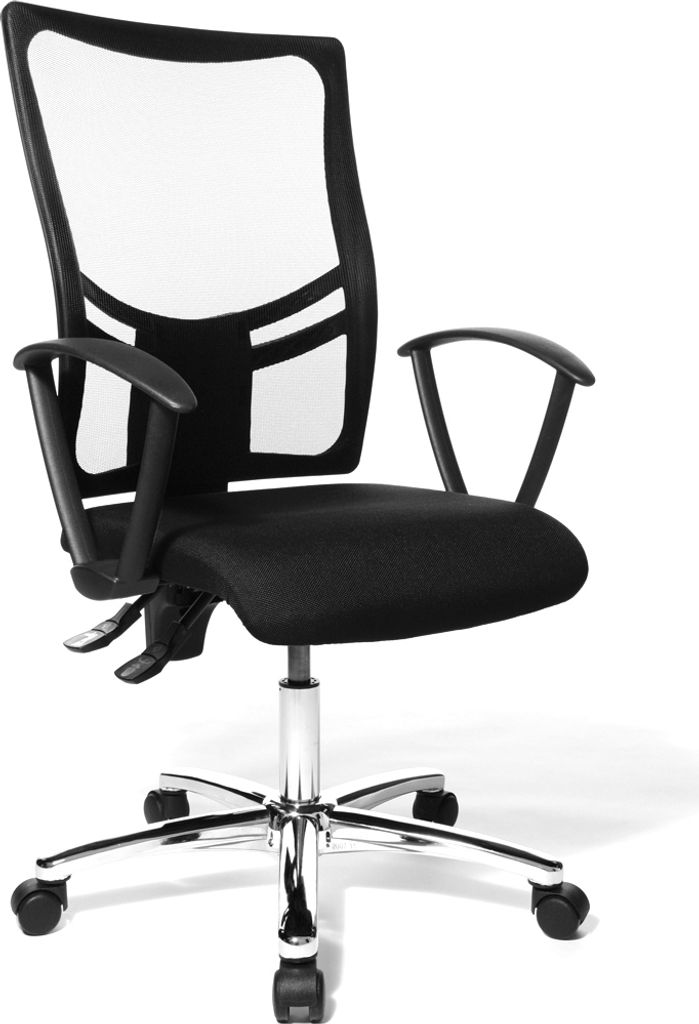 Topstar Net Point 10 Design Bürostuhl Netz / Stoff Drehstuhl mit höhenverstellbarer Ring-Armlehne 'R(OPA)' Schwarz