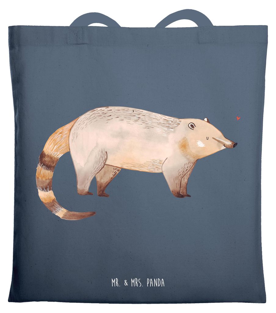 Mr. & Mrs. Panda Shopping Tasche Nasenbär - Indigo Blue - Geschenk, textilbeutel, Nasenbären, Lustige Sprüche, Tote Bag, Rüsselbär, Laptoptasc...
