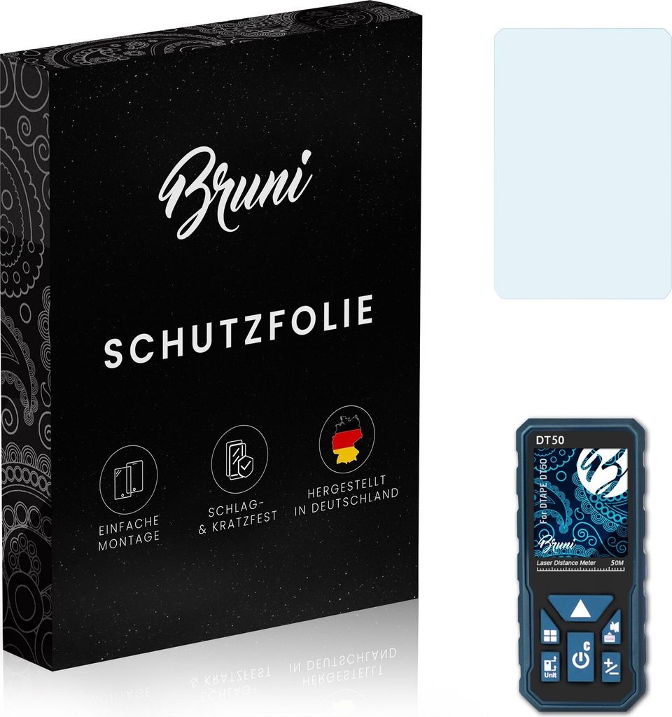 Bruni Basics-Clear 2x Schutzfolie kompatibel mit DTAPE DT50 Folie