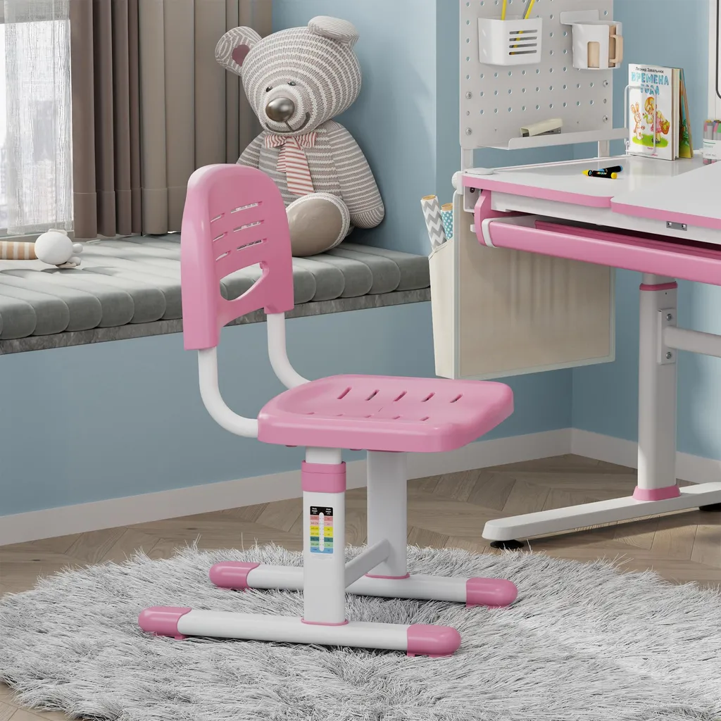 Sedia Studio Bambini Sauda Rosa Bianca - Regolabile e Sicura