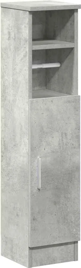 Mobiletto da bagno con supporto per rotelle grigio cemento 20,5x22x90 cm
