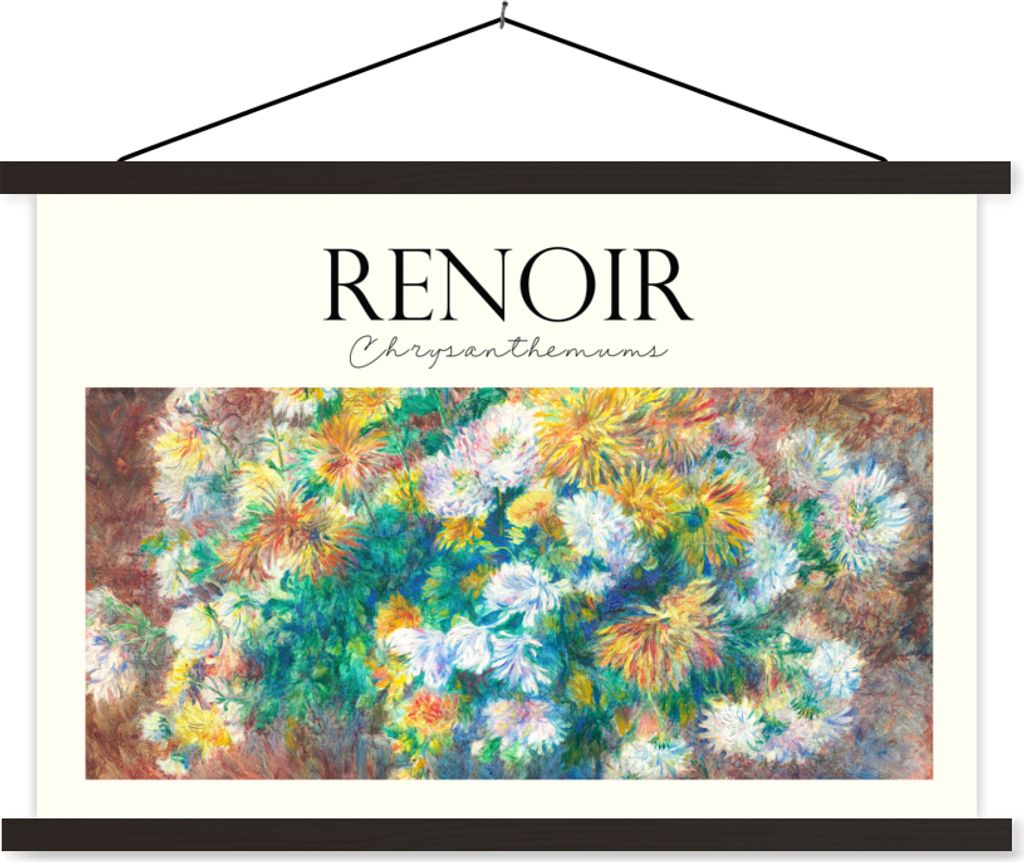 MuchoWow Textilposter Gemälde - Renoir - Blumenstrauß 120x80 cm mit schwarzem Rahmen - Wanddeko
