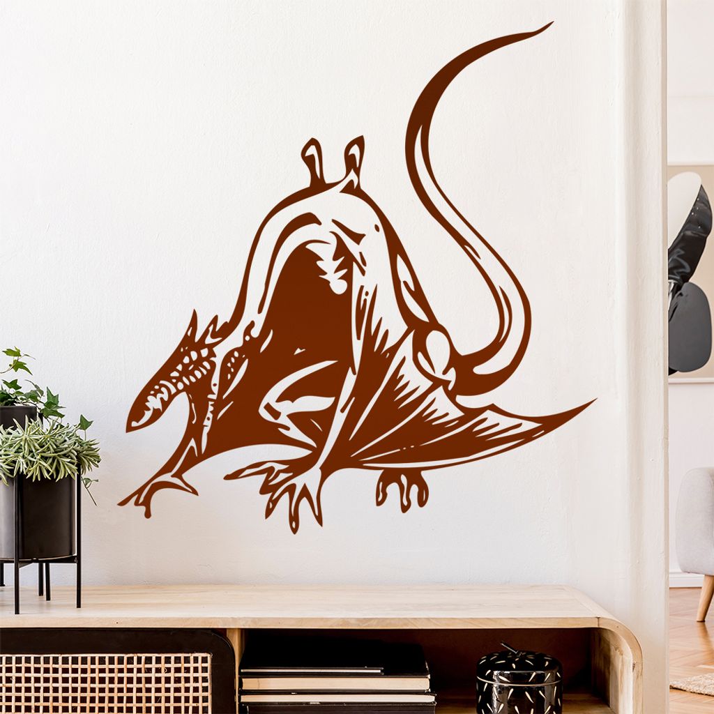 Drachen Angriff Wandtattoo in 6 Größen - Wandaufkleber Wall Sticker - Dekoration, Küche, Wohnzimmer, Schlafzimmer, Badezimmer