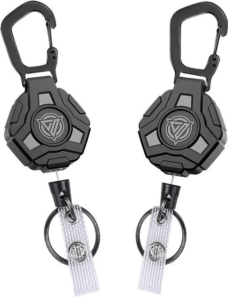 Porte-badge enrouleur avec câble acier 80cm noir - Lot de 2 résistant