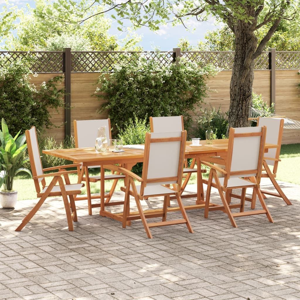 Möbel 7-tlg. Garten-Essgruppe Massivholz Akazie und Textilene - Gartenmöbelgarnituren 3279292
