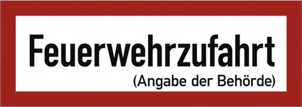 Dreifke Schild Feuerwehrzufahrt mit Angabe der Behörde, Alu, 297x105 mm