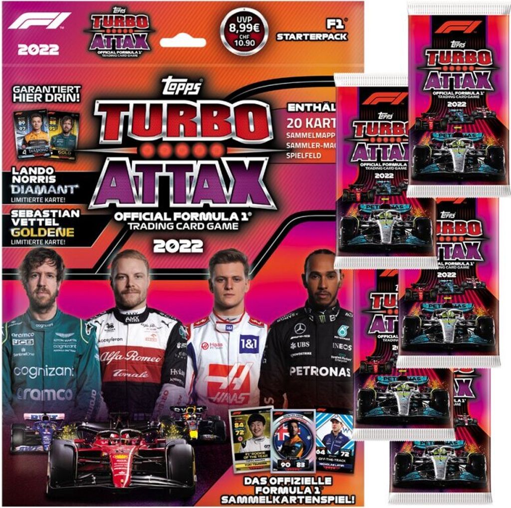 Topps - Turbo Attax Formel 1 2022 - 1 Starter + 5 Booster