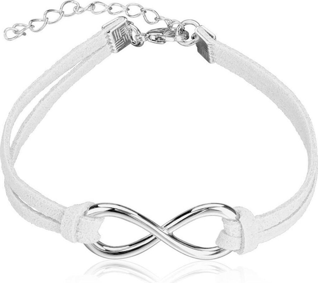 weißes Armband Infinity aus Kunstleder Uni