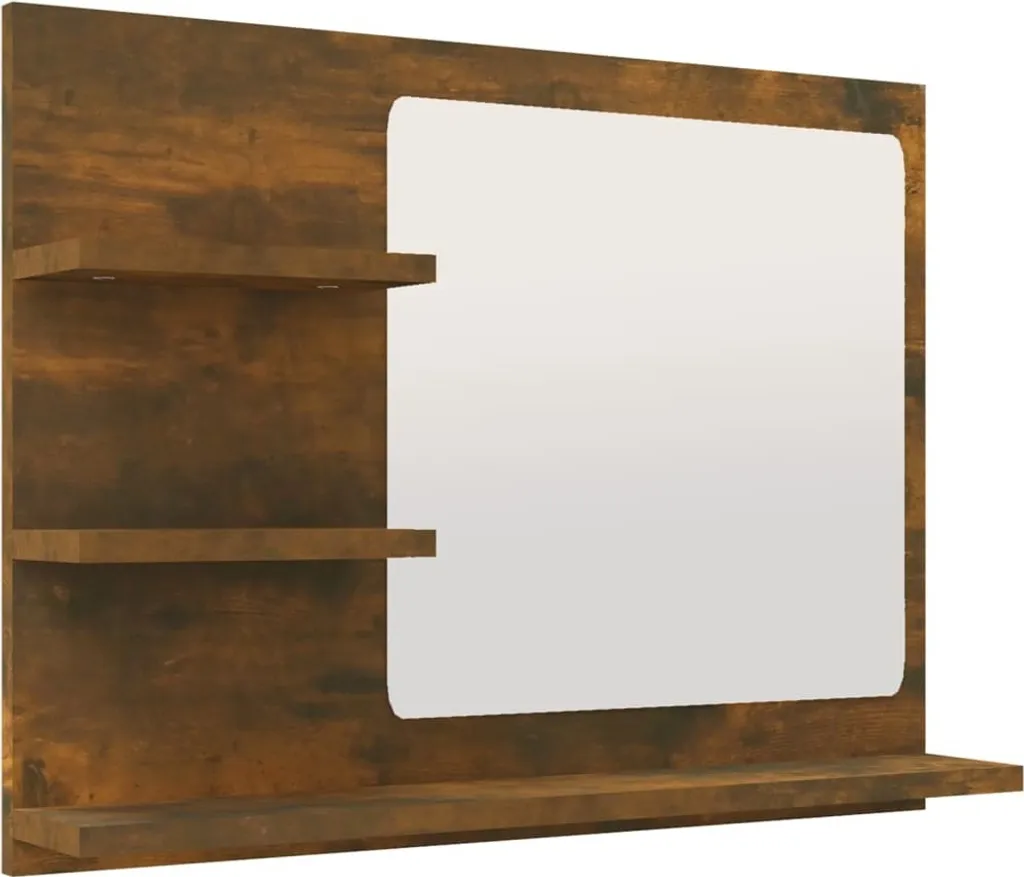 Specchio Bagno Moderno Rovere Fumé 60cm vidaXL con Ripiano