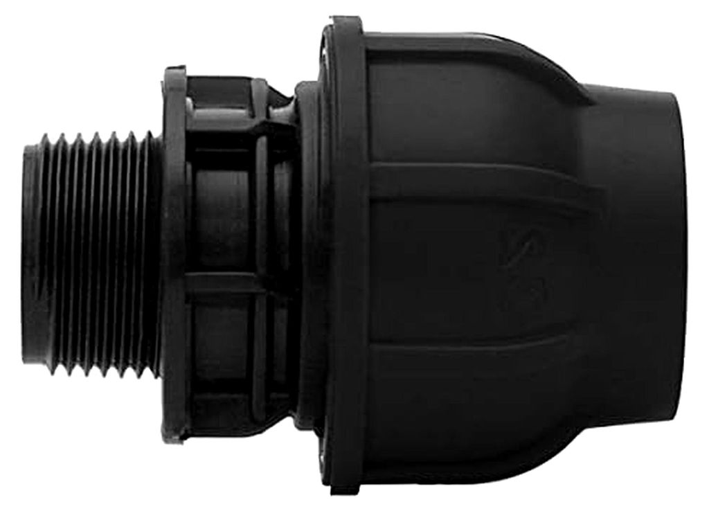 PE-Verschraubung Ø 32 mm x 1" AG mit Klemmverschraubung für PE-Rohr 32 mm zur Wasserversorgung