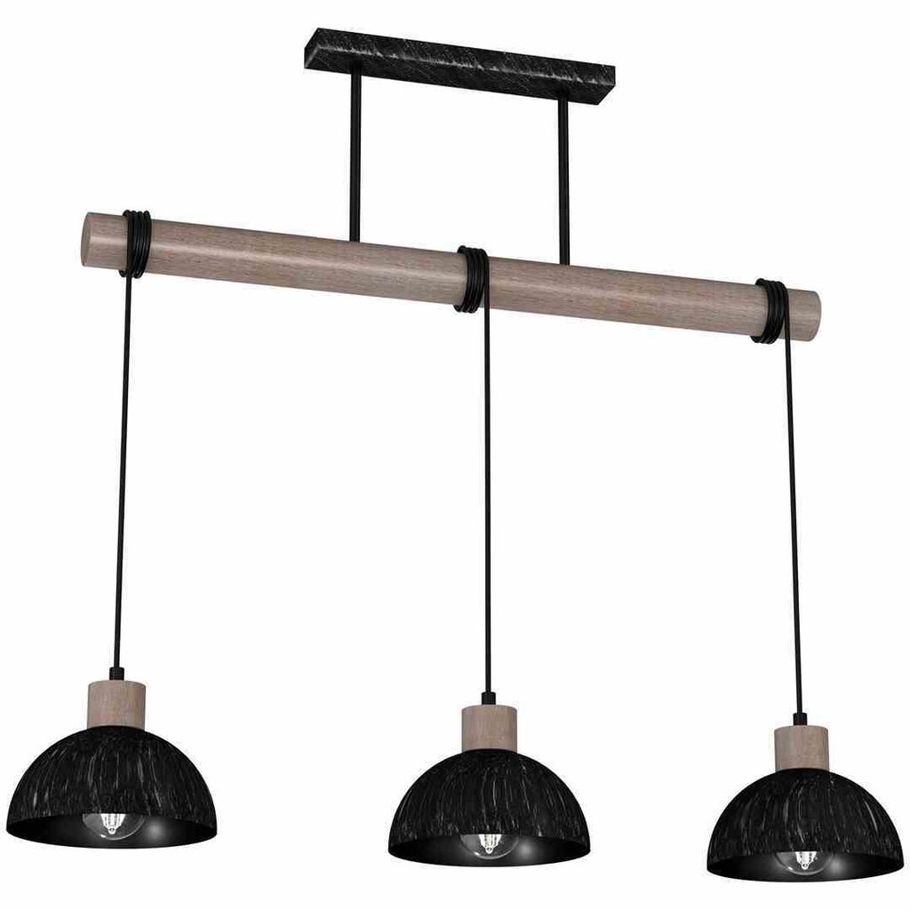 Milagro ERIK MLP7640 Kronleuchter-Pendelleuchte, Antik-Schwarz / patiniertes Holz