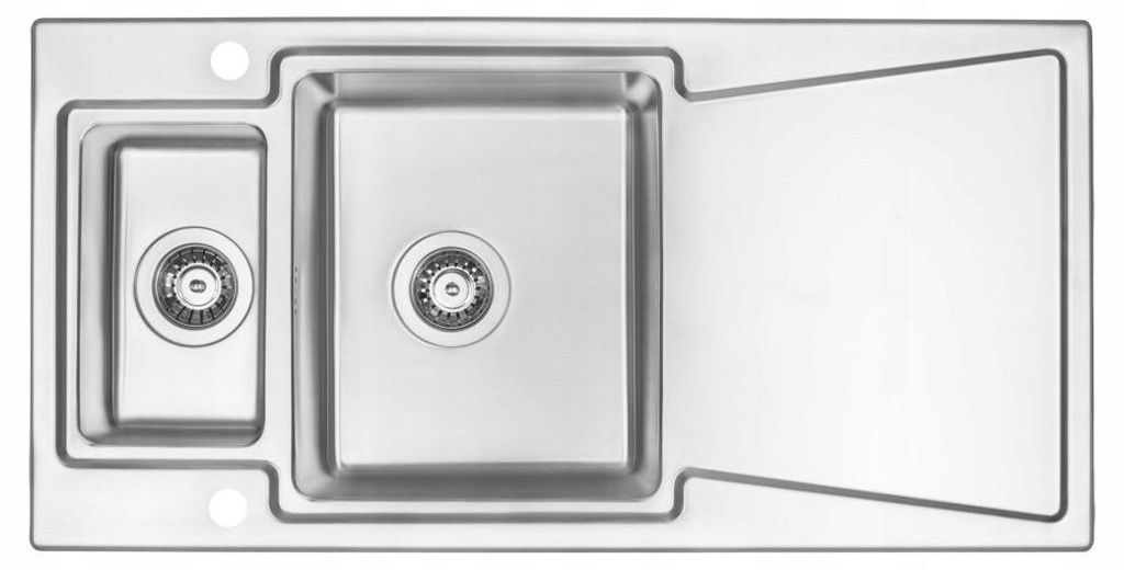 Edelstahl Einbauspüle 1,5 Becken 100 x 50 cm Silber mit Produktbild 