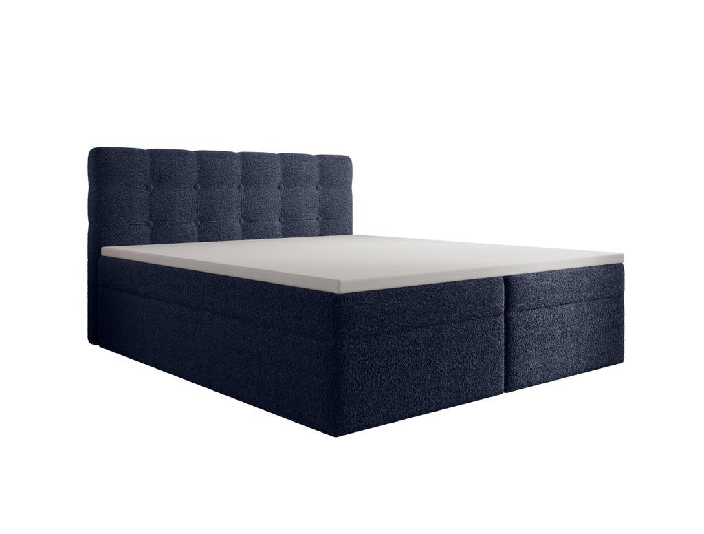 Kontinentalbett 200x200 cm AVENTO, Matratze und Topper, Boxspringbett Doppelbett Polsterbett mit Stauraum, Gepolstertes Kopfteil