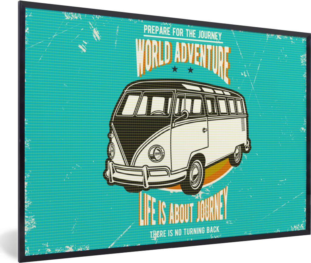 MuchoWow MuchoWow Gerahmtes Poster Oldtimer - Oldtimer - Auto 90x60 cm - Poster mit zchwarzem Bilderrahmen - Fotorahmen - Foto-Plakat