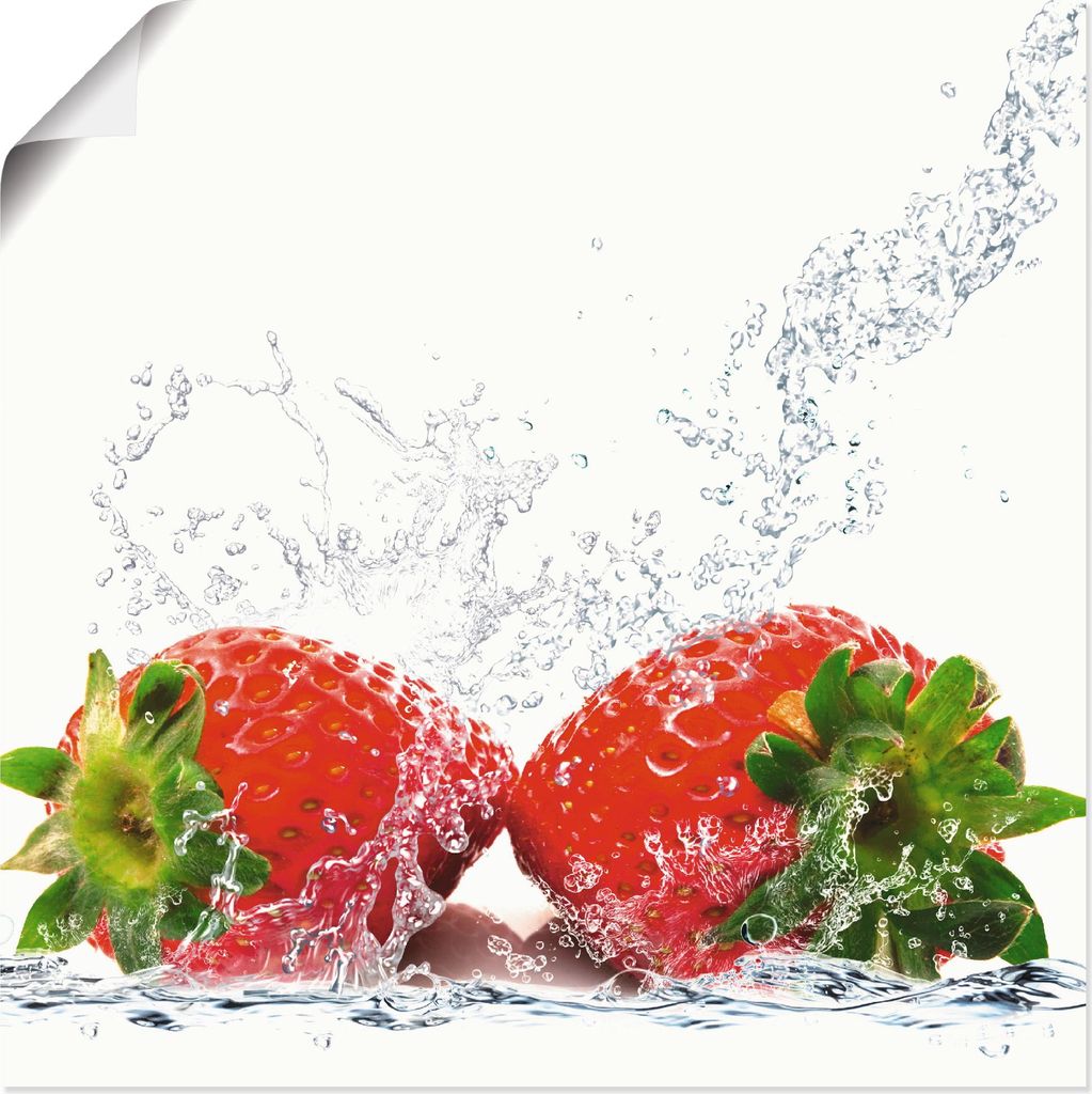 ARTland Poster Erdbeeren mit Spritzwasser Größe: 40x40 cm