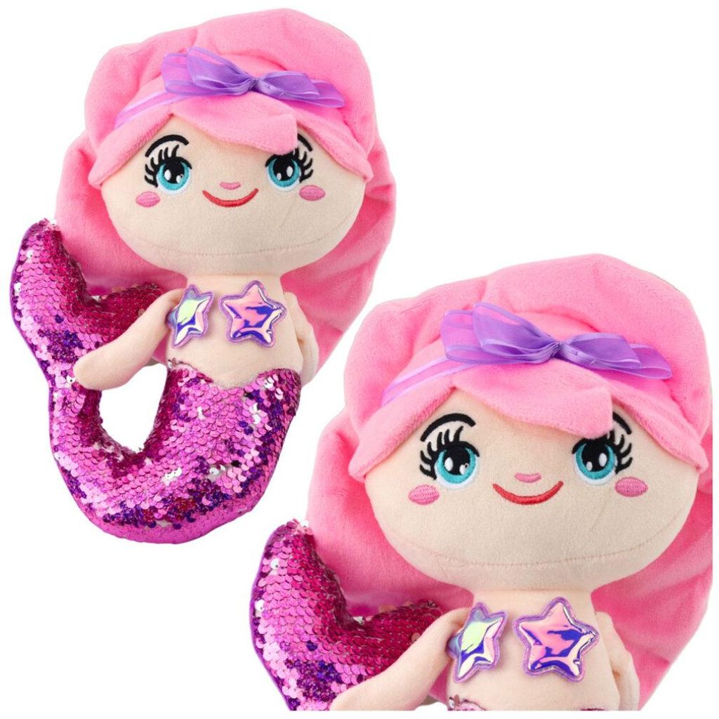 Lean Plüsch Meerjungfrau Kuschelschwanz In Pailletten Rosa Und Lila 28Cm