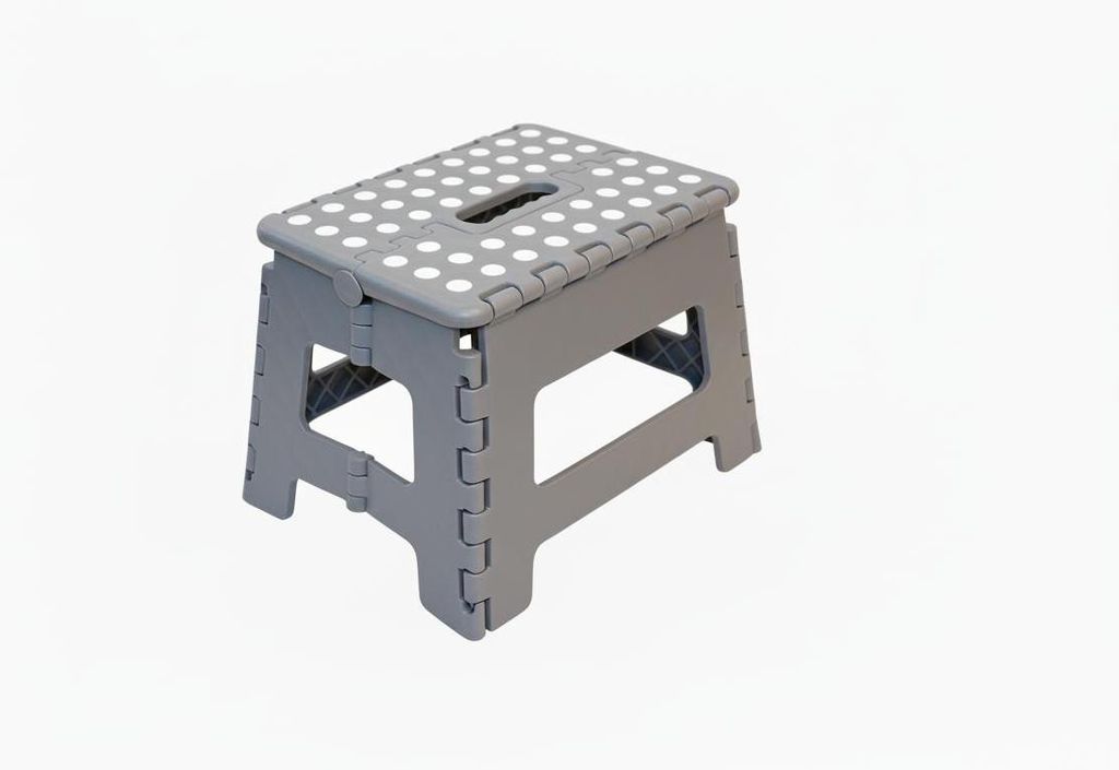 Klapphocker, Klapptritt, Tritthocker Grau Faltbar H 22cm Produktbild  KI-generiertes Bild