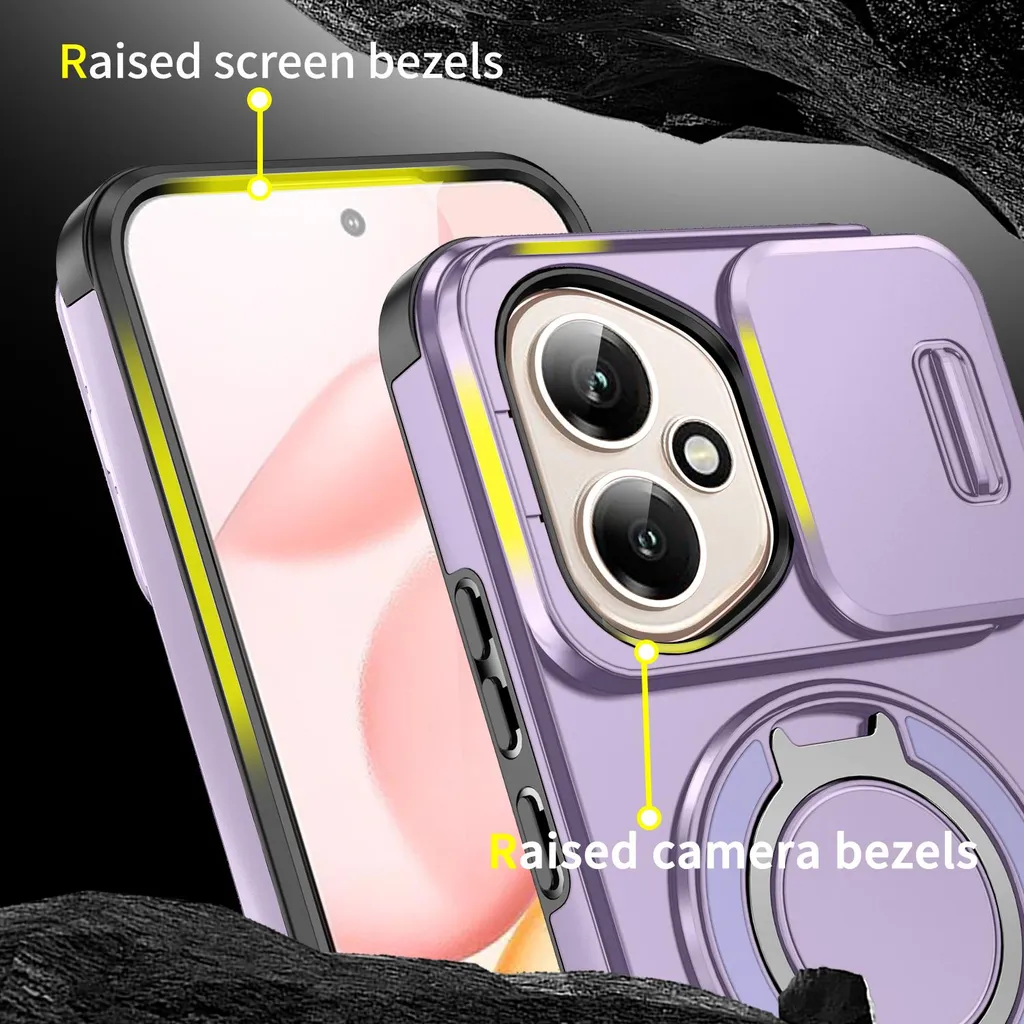 Cover Professionale Honor 400 Viola: Privacy Camera e Supporto Magnetico - 6