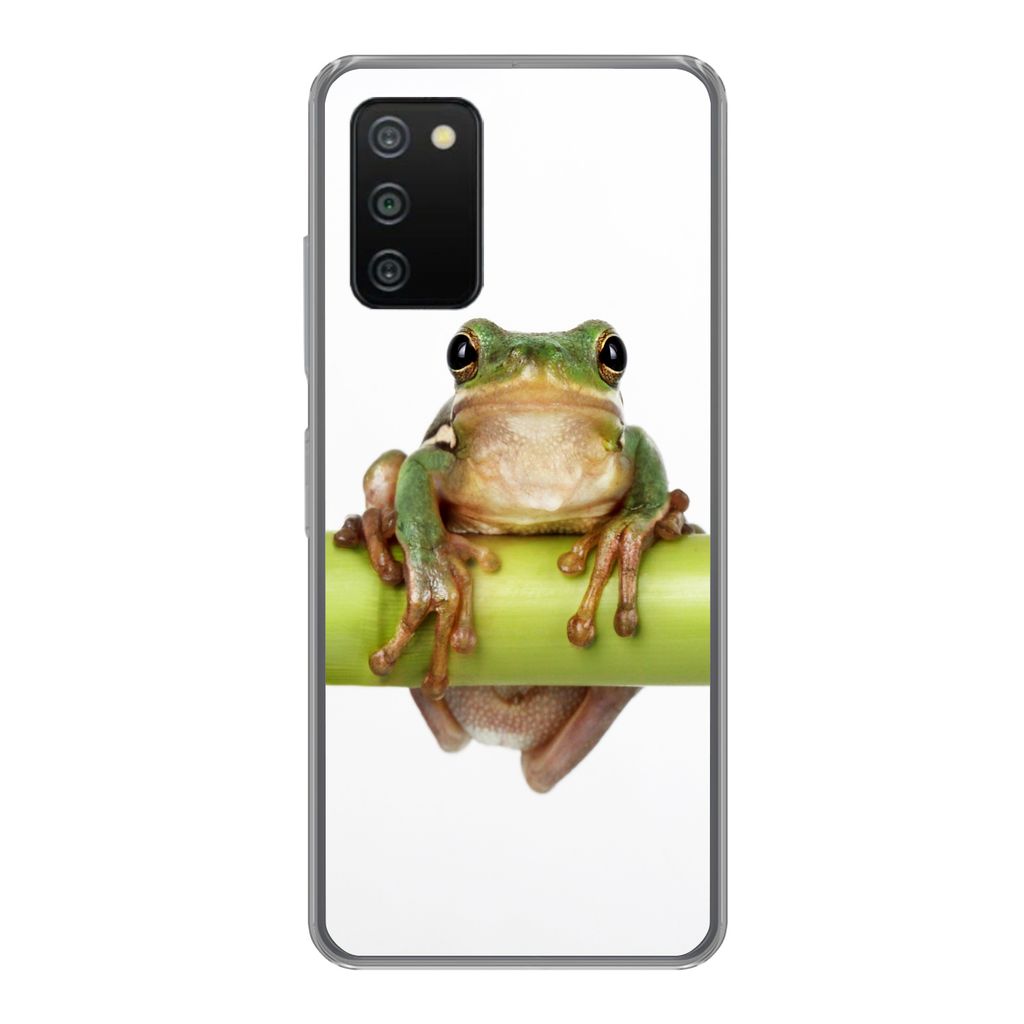 MuchoWow Handyhülle Schutzhülle Hülle für Samsung Galaxy A03s Frosch - Bambus - Weiß Silikon Softcase Handy Hülle - Schutz