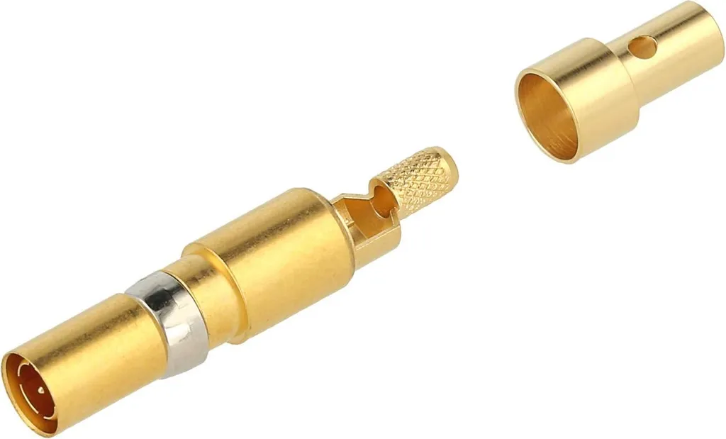 Contact coaxial 75 ohms en alliage de cuivre doré HARTING haute qualité
