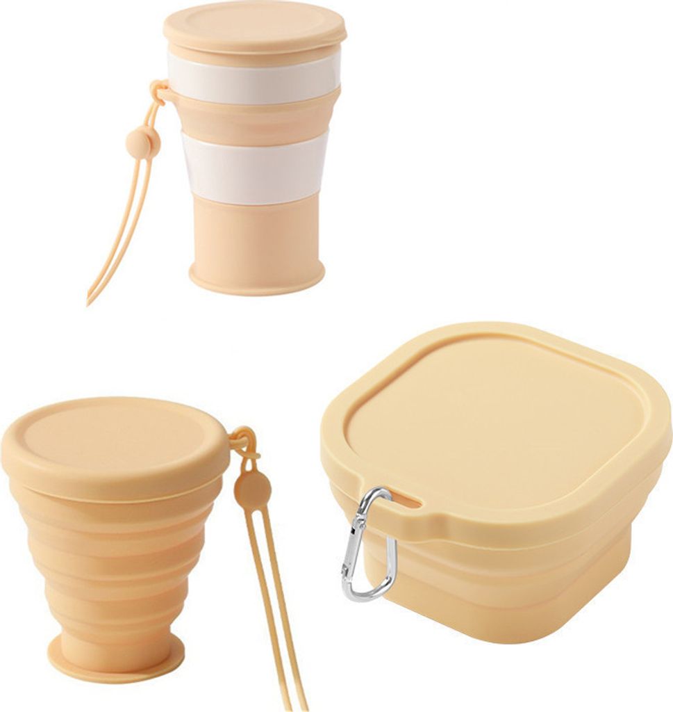 INF Faltbares Camping-Schüssel- und Tassen-Set (3-teilig) Gelb