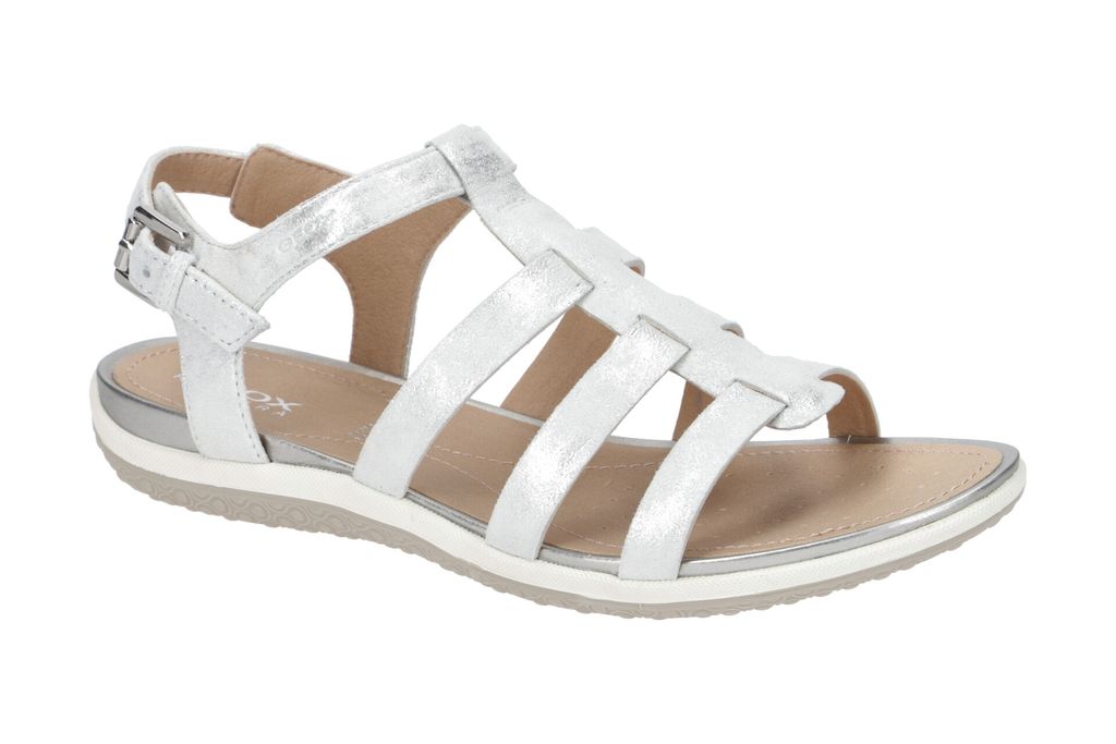 Geox SAND.VEGA Damen Sandalette - Riemchen Sandalen grau Elegant NEU
