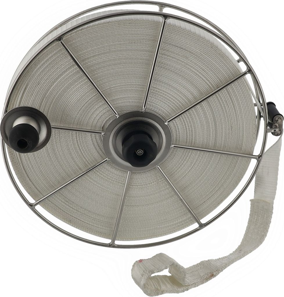 universelle Edelstahl Ankergurtbandrolle mit Gurt 50 m x 35 mm