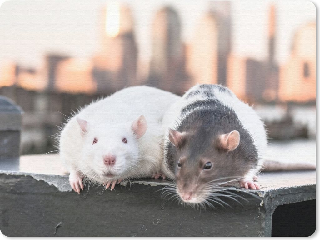 MuchoWow Mauspad Mousepad Zwei Ratten auf dem Quai 23x19 cm - Mousepads - Maus Mat - Pad - Mausunterlage - Schreibtischunterlage - Mauspad