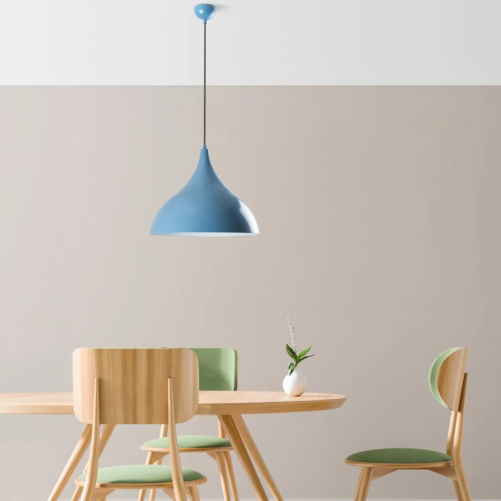 Lustre Opviq Bitlisim bleu clair en métal de 133 cm pour salon moderne