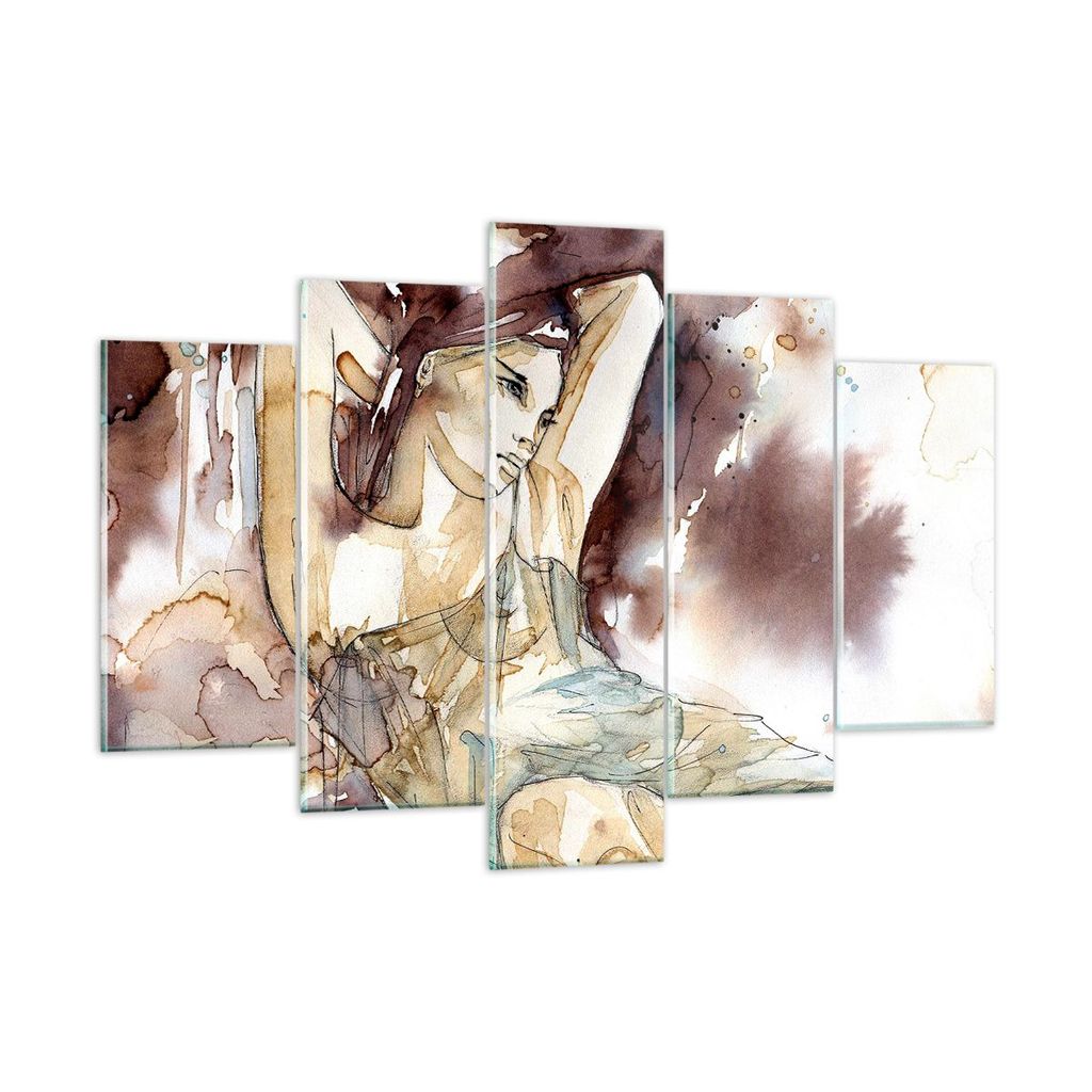 Bilder auf glas - Frau Modell - 150x100cm - Glasbilder - Wandbilder - Bilder - Kunstdruck - zum Aufhängen bereit - Wanddekoration aus Glas - Glas ...