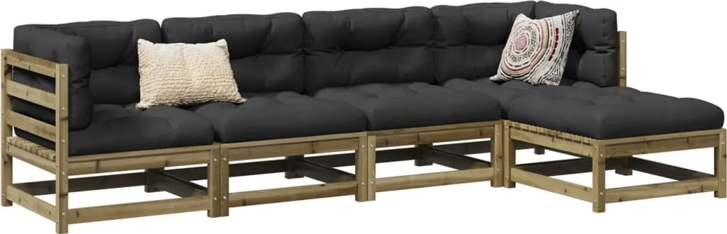 Garniture de Jardin en Pin Massif Imprégné 5 Pièces Cloris Edition Sale7954778