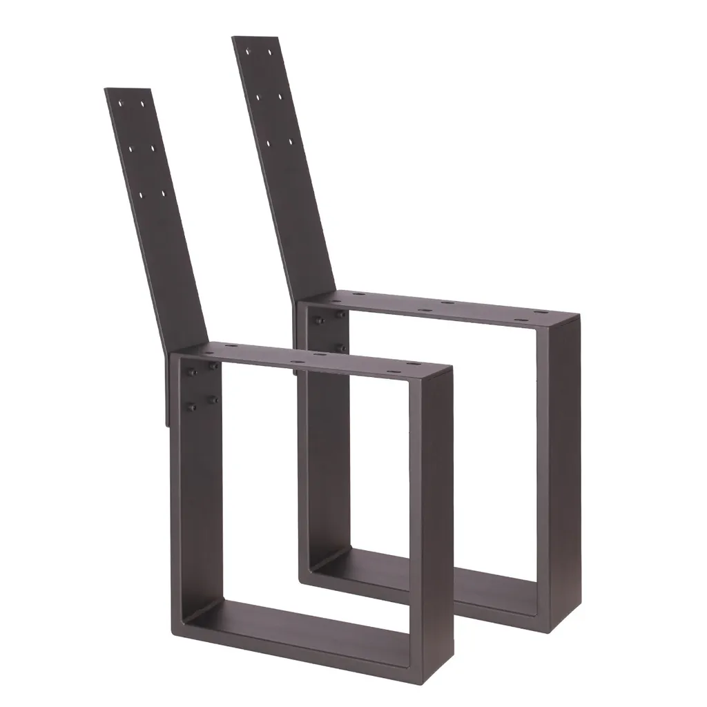 Structure de banc avec dossier en acier noir pour meuble de jardin